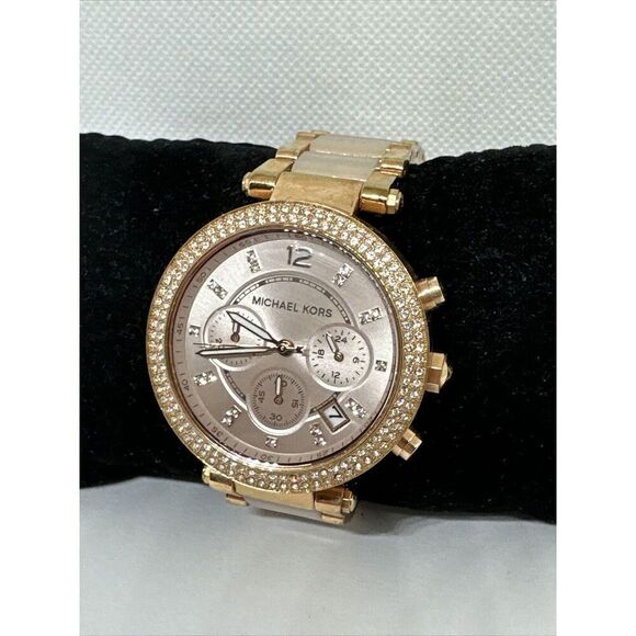 Michael Kors Parker MK5896 Women Rose Gold Analog Dial Quartz Wrist Watch NUL44 - Picture 2 of 11